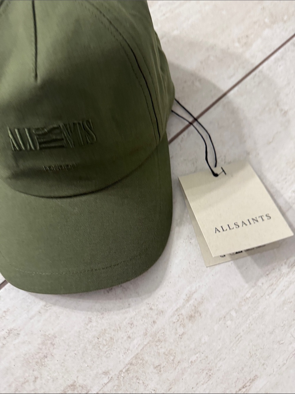AllSaints Men's Olive Baseball Cap with Embossed Logo..NWT